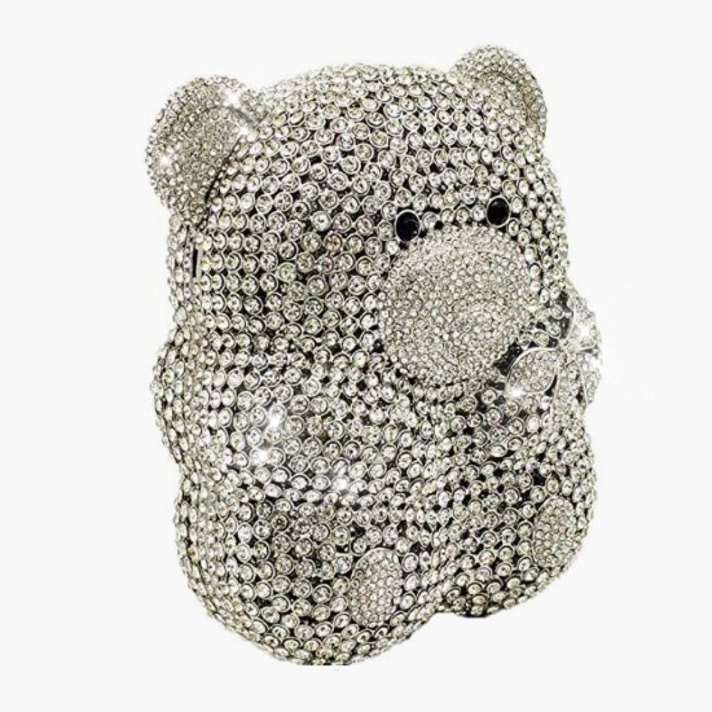 NEW Sparkling Bling Crystal Rhinestone Panda Bear Bag Clutch Purse +Gift - Picture 10 of 16